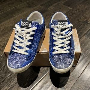 RARE! Golden Goose sparkly blue sneakers worn 1-2 times
